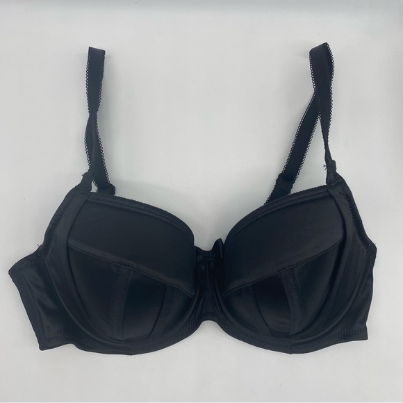 PARFAIT CHARLOTTE UNDERWIRE PADDED BRA with tuxedo bow in BLACK size 32DD NEW - Picture 2 of 6